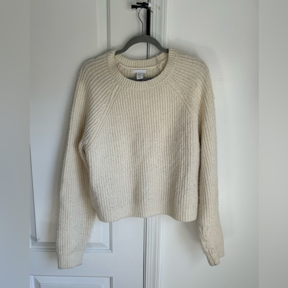 Women’s fisherman crew sweater, ivory